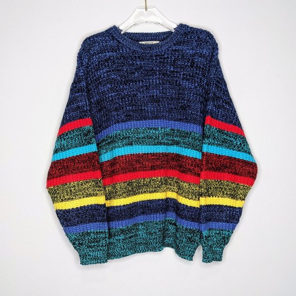 Vintage Other - Saturdays Vintage Primary Color Striped Sweater Long Sleeve Crewneck Size M